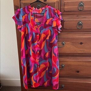 Colorful Abstract Patterned Women's Dress